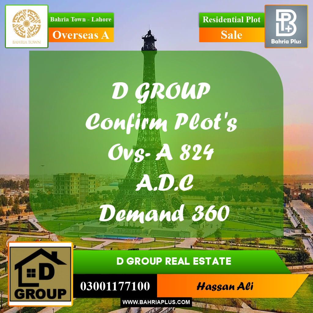Residential Plot for Sale in Overseas A -  Bahria Town, Lahore - (BP-166562)