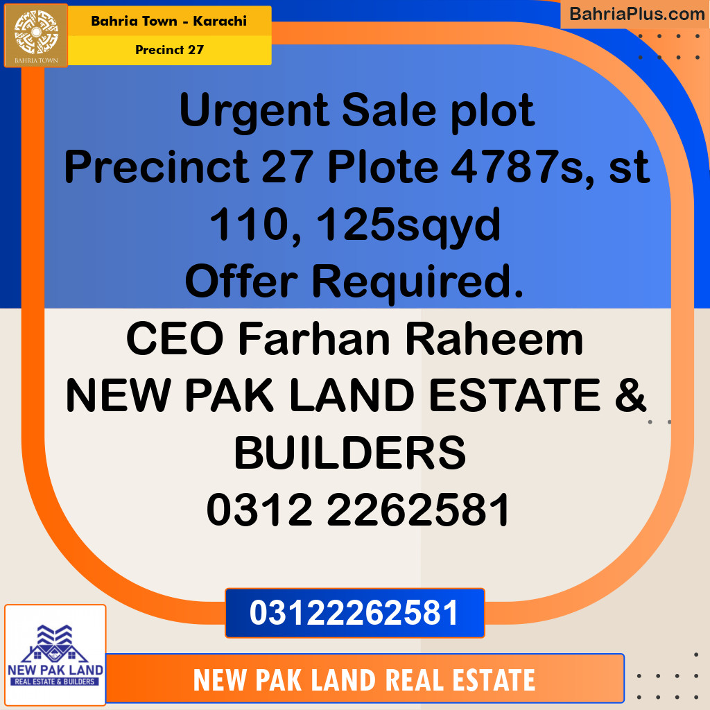 Residential Plot for Sale in Precinct 27 -  Bahria Town, Karachi - (BP-166564)