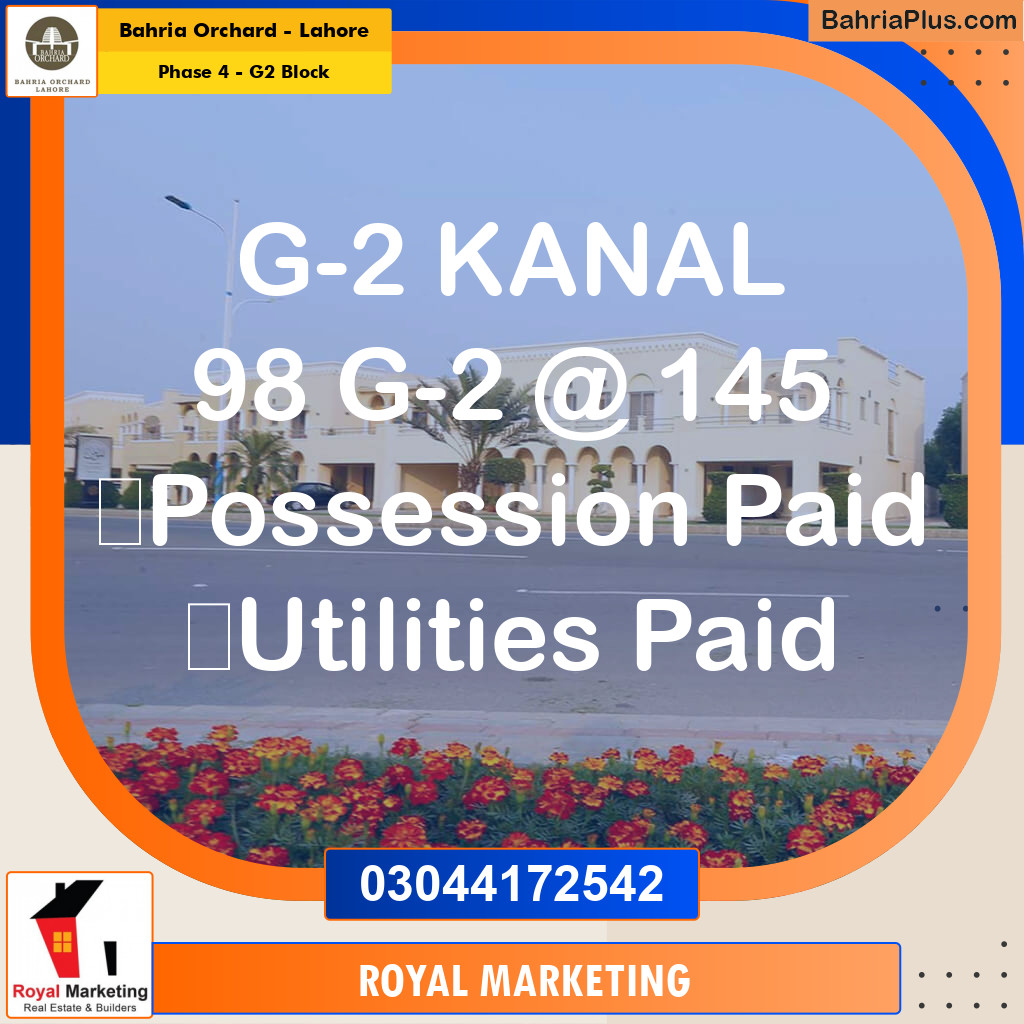 Residential Plot for Sale in Phase 4 - G2 Block -  Bahria Orchard, Lahore - (BP-166603)