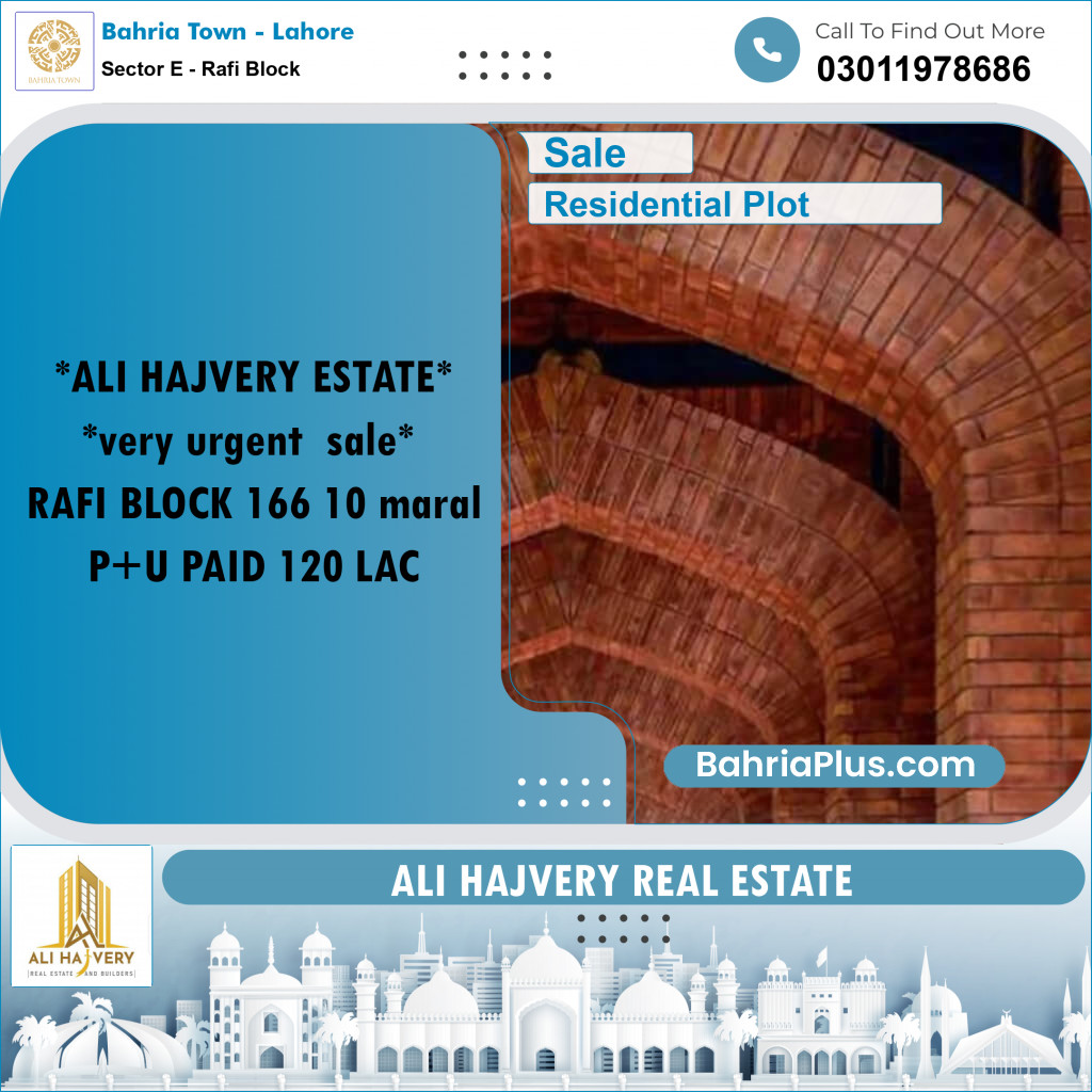 Residential Plot for Sale in Sector E - Rafi Block -  Bahria Town, Lahore - (BP-166648)