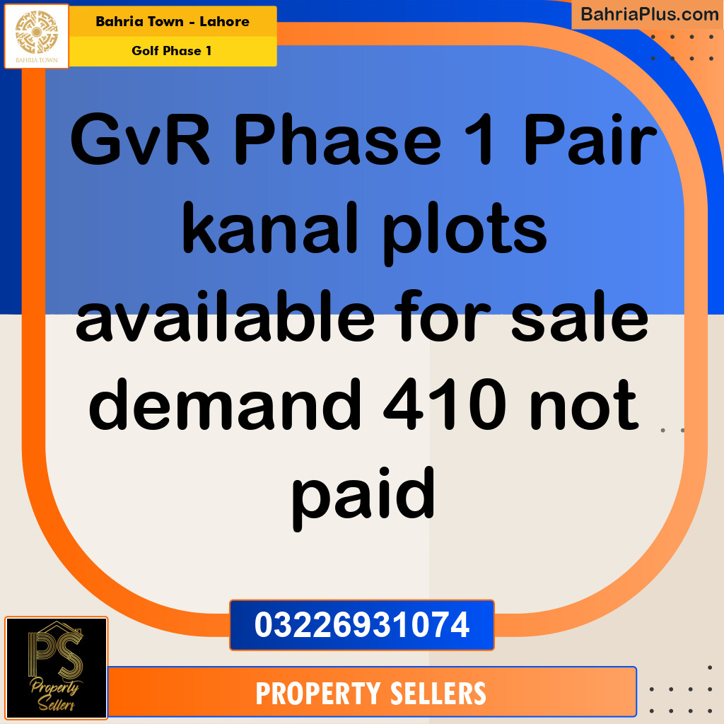 Residential Plot for Sale in Golf Phase 1 -  Bahria Town, Lahore - (BP-166683)