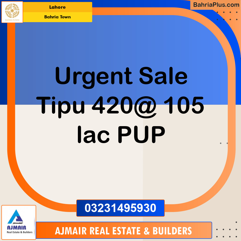 Residential Plot for Sale in Sector F - Tipu Sultan Block -  Bahria Town, Lahore - (BP-166721)
