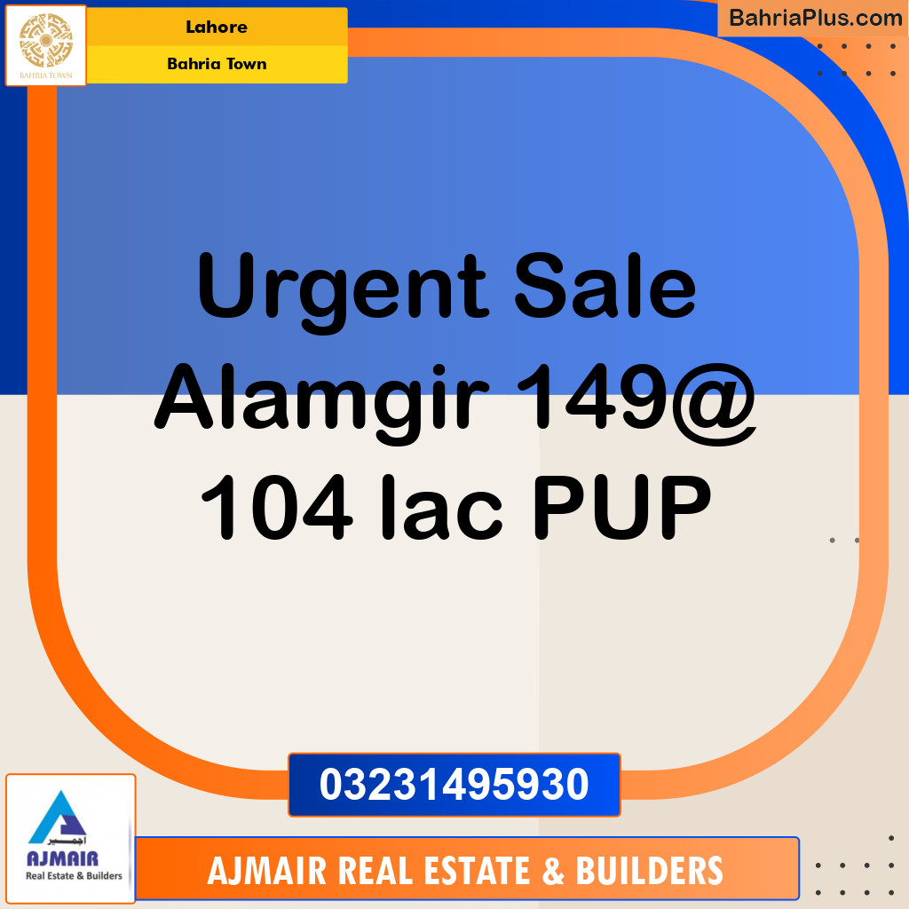 Residential Plot for Sale in Sector F - Alamgir Block -  Bahria Town, Lahore - (BP-166723)