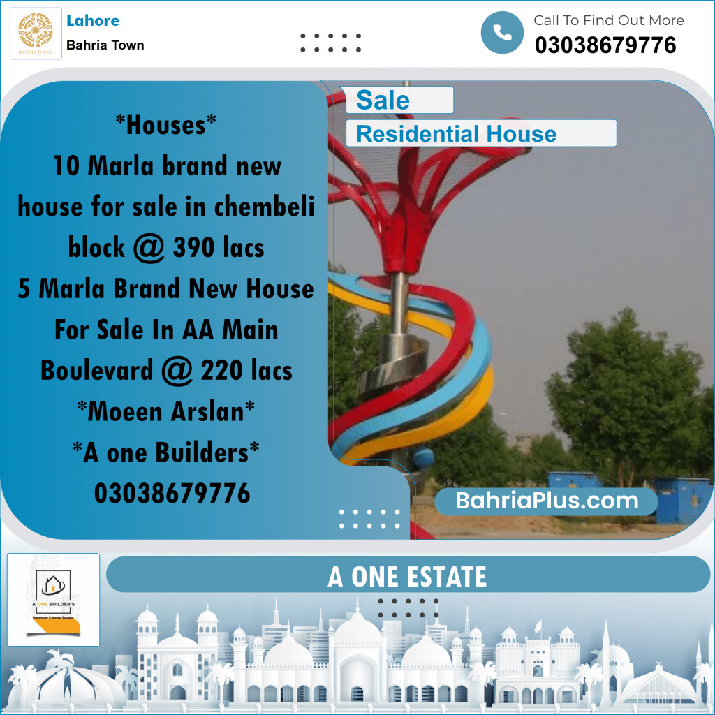 Residential House for Sale in Sector C - Chambeli Block -  Bahria Town, Lahore - (BP-166729)