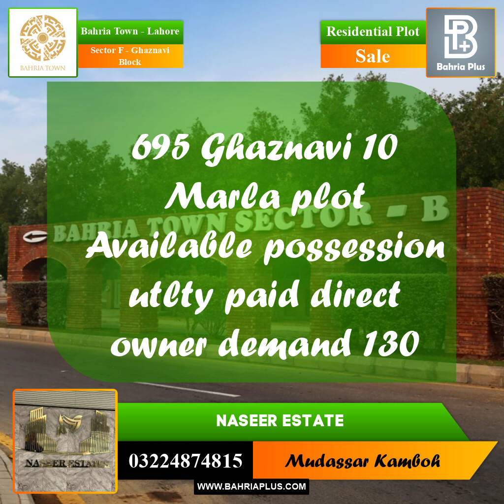 Residential Plot for Sale in Sector F - Ghaznavi Block -  Bahria Town, Lahore - (BP-166806)