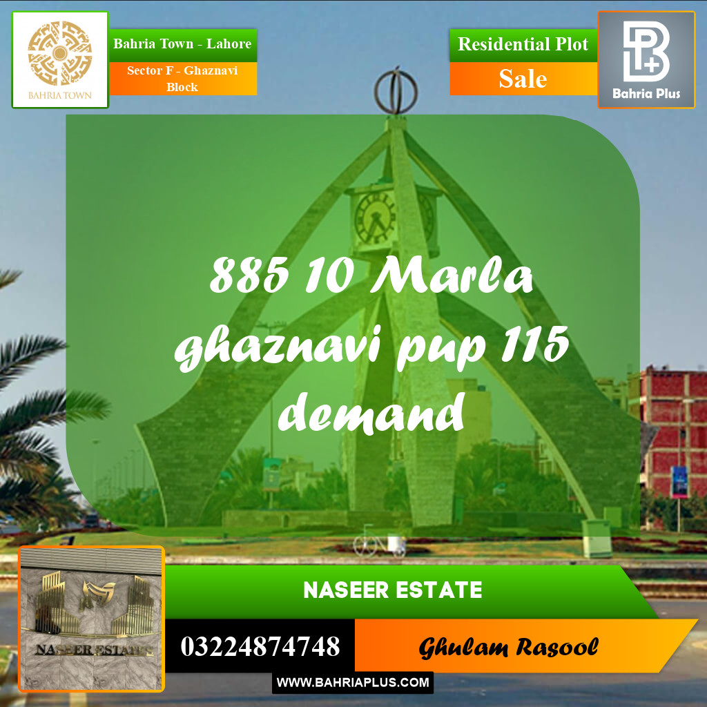 Residential Plot for Sale in Sector F - Ghaznavi Block -  Bahria Town, Lahore - (BP-166811)