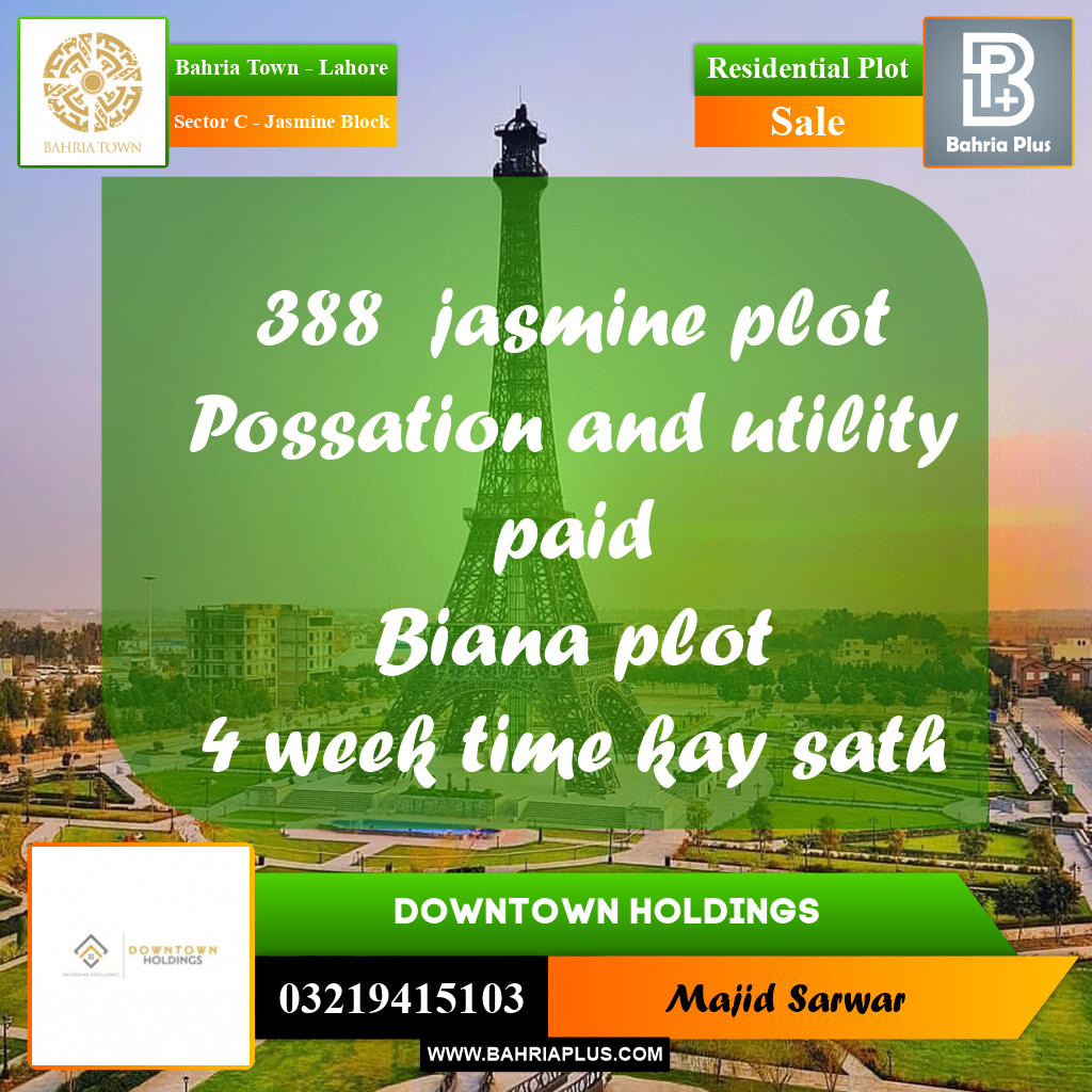 Residential Plot for Sale in Sector C - Jasmine Block -  Bahria Town, Lahore - (BP-166834)