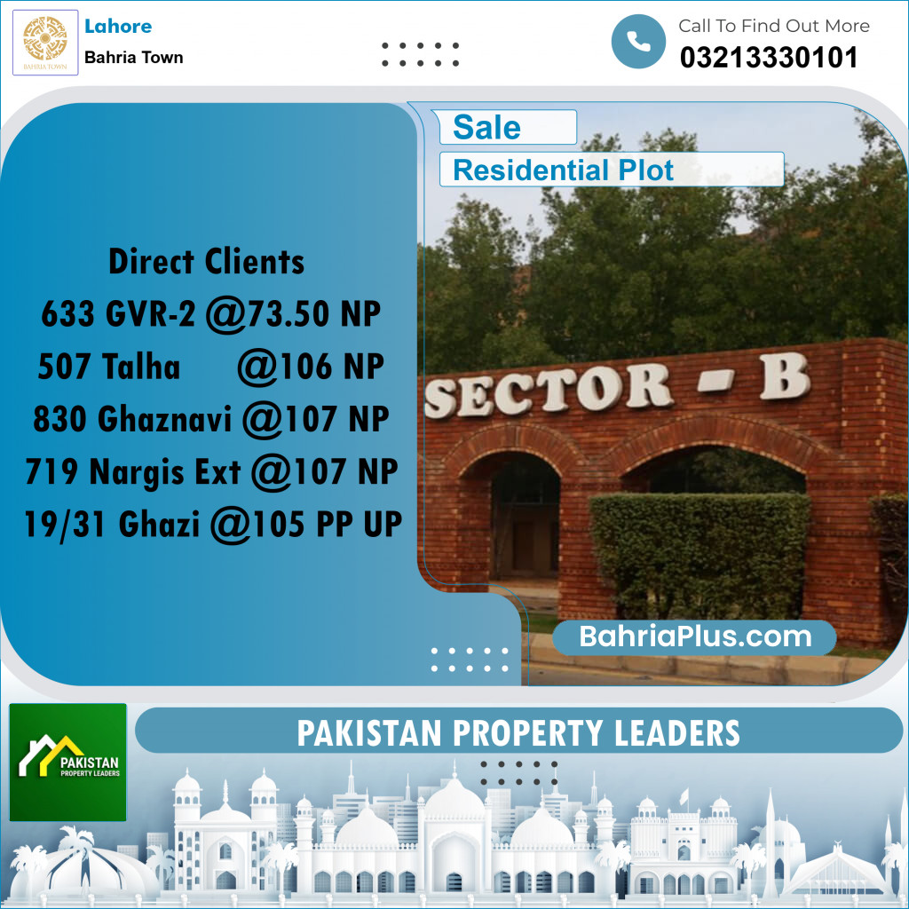 Residential Plot for Sale in Sector F - Talha Block -  Bahria Town, Lahore - (BP-166858)