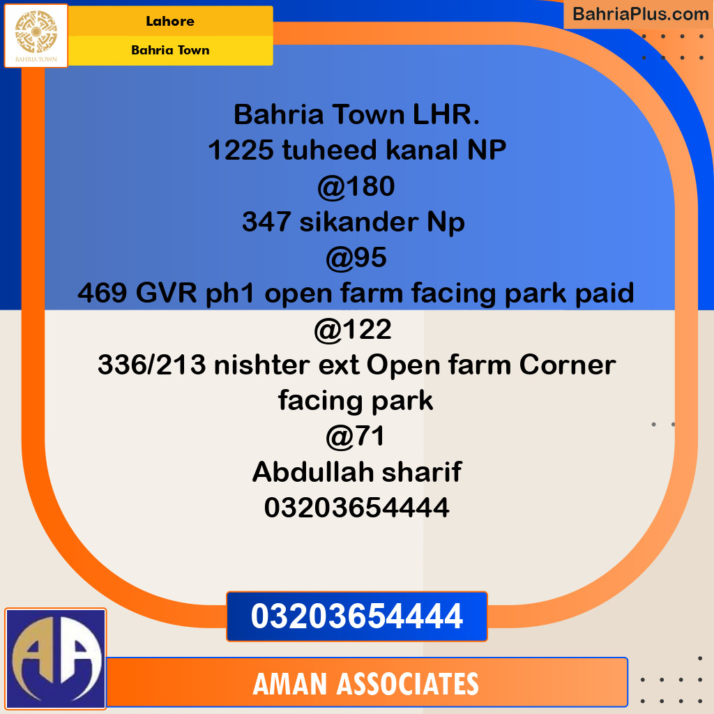 Residential Plot for Sale in Sector F - Tauheed Block -  Bahria Town, Lahore - (BP-166862)