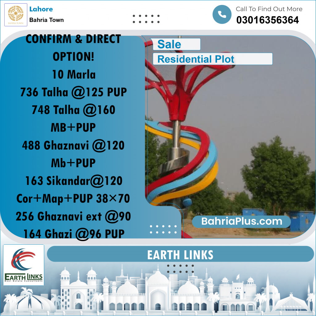 Residential Plot for Sale in Sector F - Talha Block -  Bahria Town, Lahore - (BP-166873)