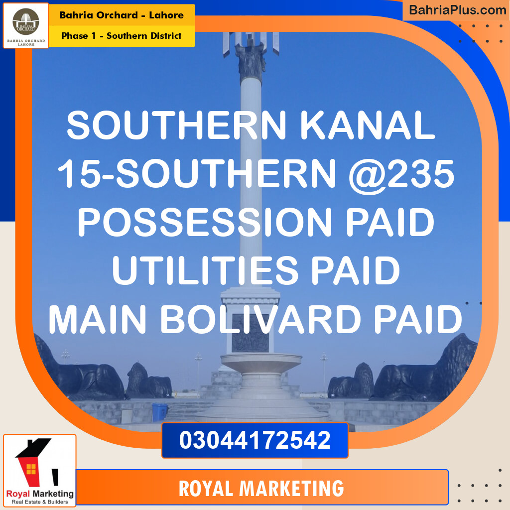 Residential Plot for Sale in Phase 1 - Southern District -  Bahria Orchard, Lahore - (BP-166882)