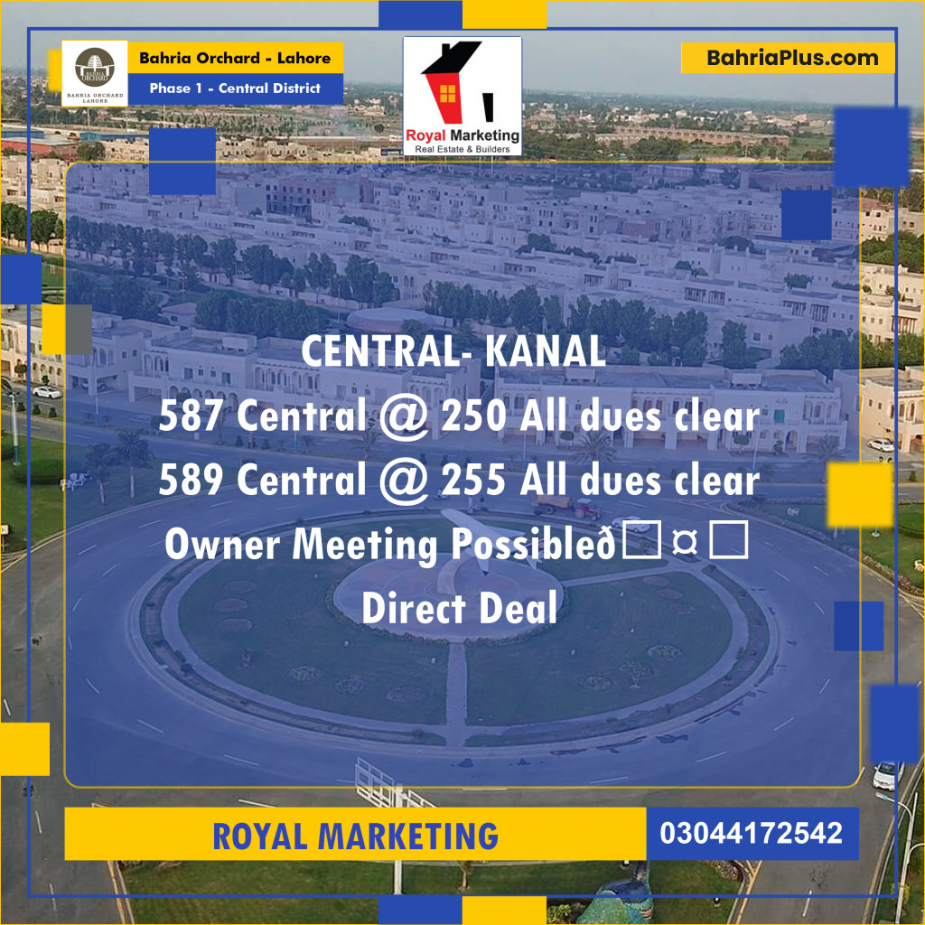 Residential Plot for Sale in Phase 1 - Central District -  Bahria Orchard, Lahore - (BP-166885)