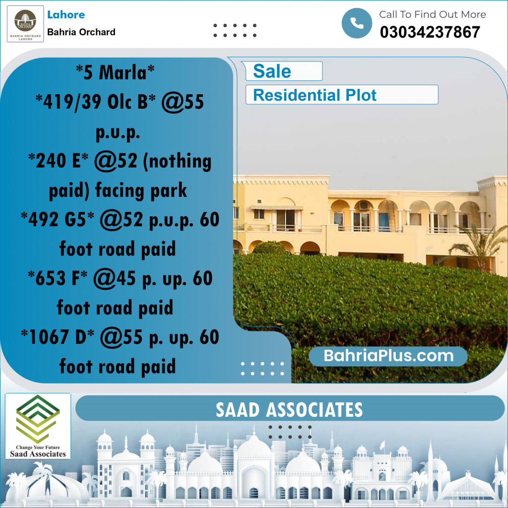 Residential Plot for Sale in OLC-B Block -  Bahria Orchard, Lahore - (BP-166902)