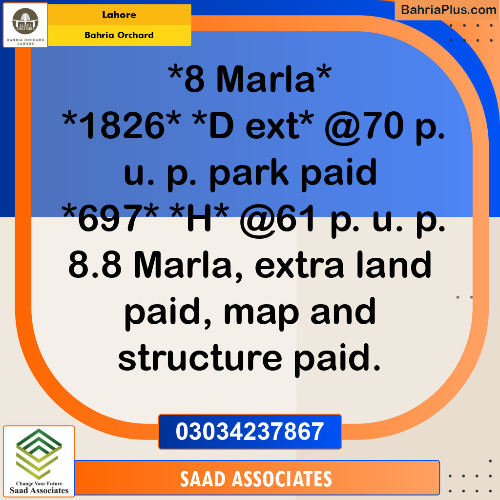 Residential Plot for Sale in Phase 2 - D Block -  Bahria Orchard, Lahore - (BP-166904)