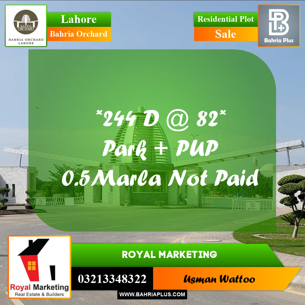 Residential Plot for Sale in Phase 2 - D Block -  Bahria Orchard, Lahore - (BP-166945)