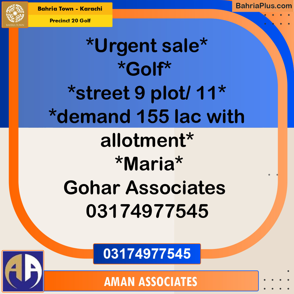 500 Sq. Yards Residential Plot for Sale in Precinct 20 Golf -  Bahria Town, Karachi - (BP-166957)