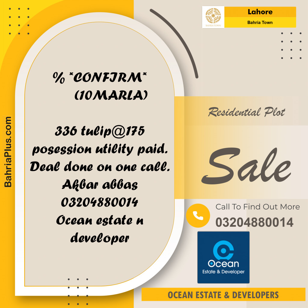 Residential Plot for Sale in Sector C - Tulip Block -  Bahria Town, Lahore - (BP-166958)