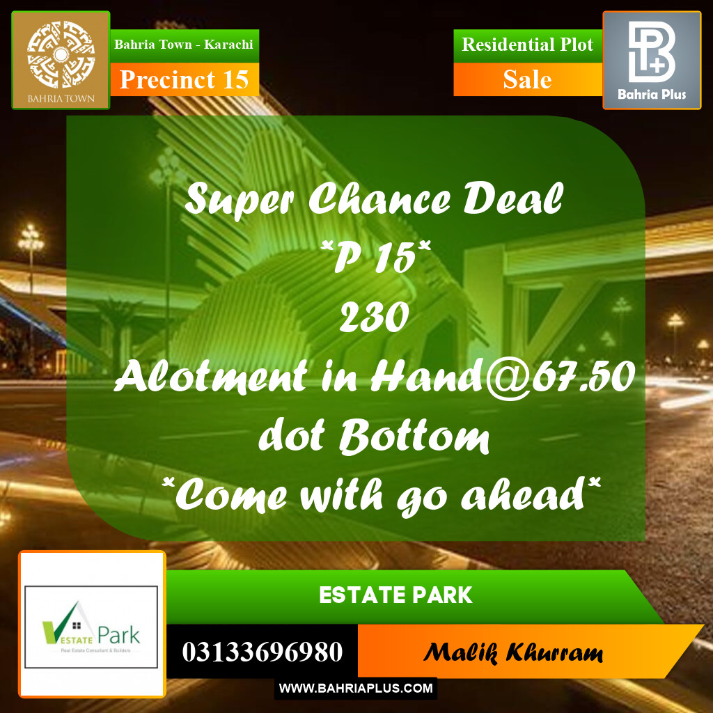 125 Sq. Yards Residential Plot for Sale in Precinct 15 -  Bahria Town, Karachi - (BP-166971)