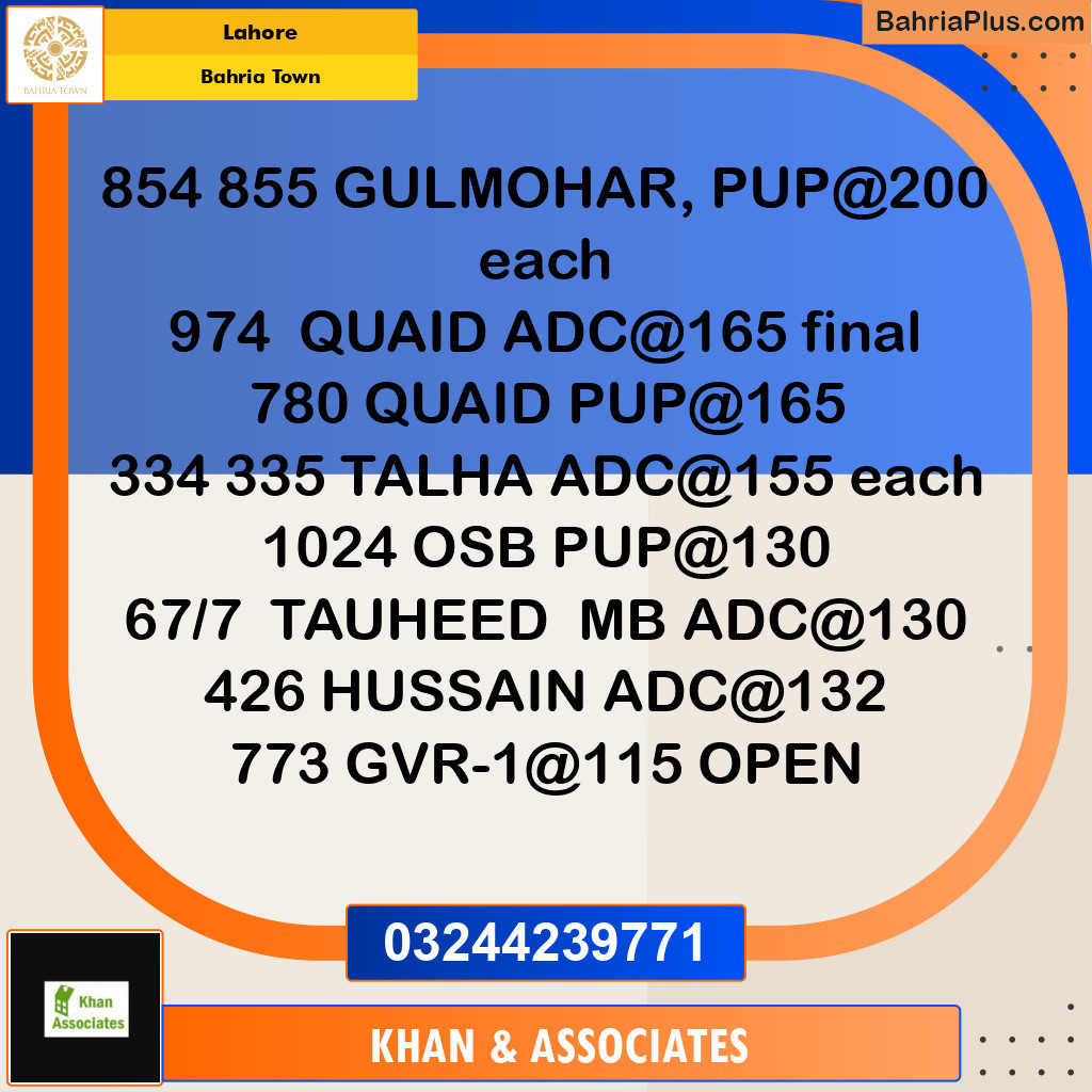 Residential Plot for Sale in Sector C - Gulmohar Block -  Bahria Town, Lahore - (BP-166973)