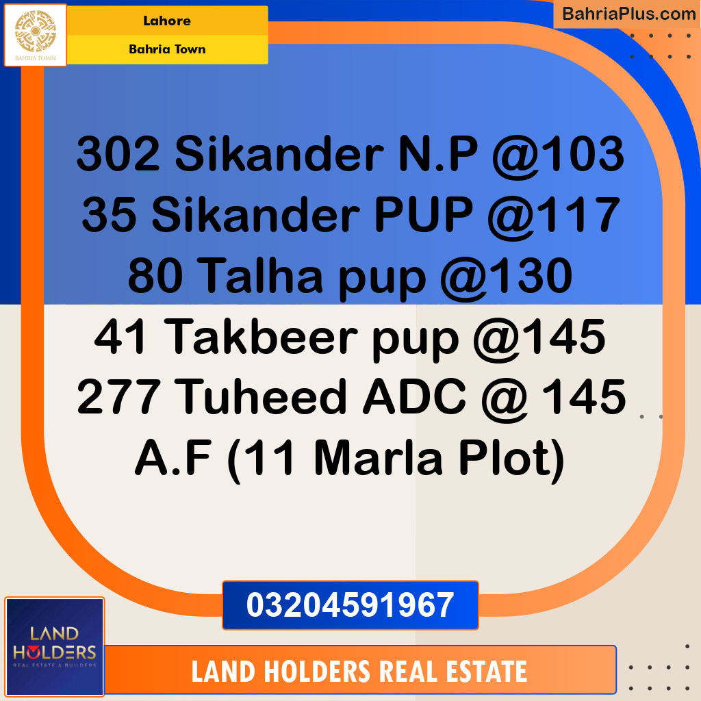 Residential Plot for Sale in Sector F - Sikander Block -  Bahria Town, Lahore - (BP-166983)