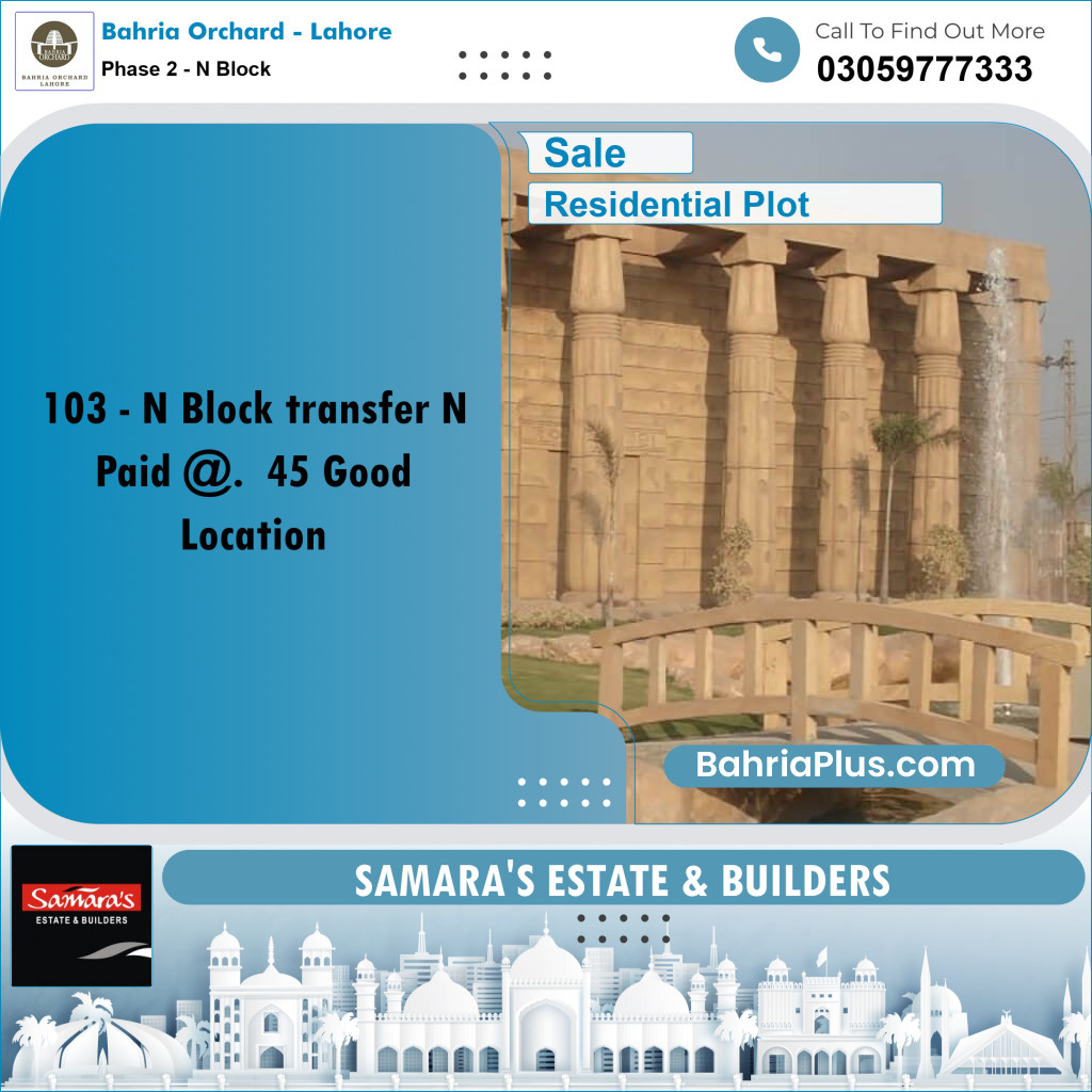 Residential Plot for Sale in Phase 2 - N Block -  Bahria Orchard, Lahore - (BP-167004)