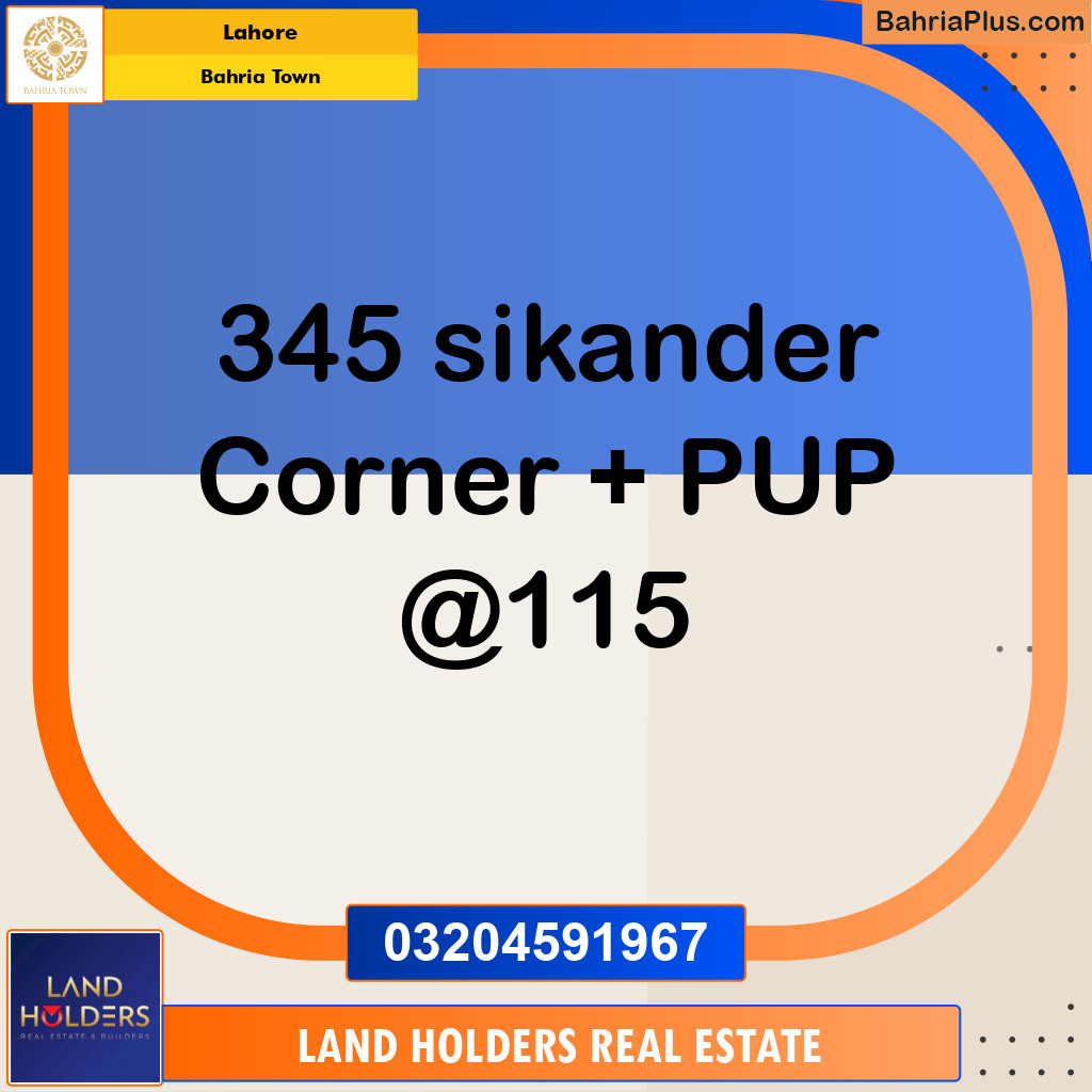 Residential Plot for Sale in Sector F - Sikander Block -  Bahria Town, Lahore - (BP-167036)