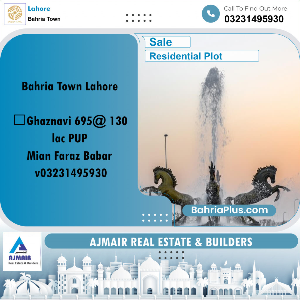Residential Plot for Sale in Sector F - Ghaznavi Block -  Bahria Town, Lahore - (BP-167047)