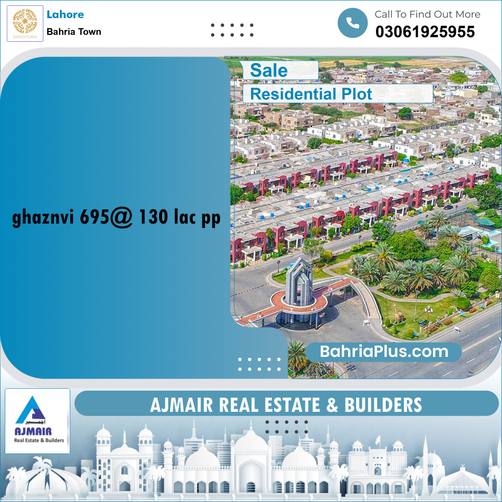 Residential Plot for Sale in Sector F - Ghaznavi Block -  Bahria Town, Lahore - (BP-167048)