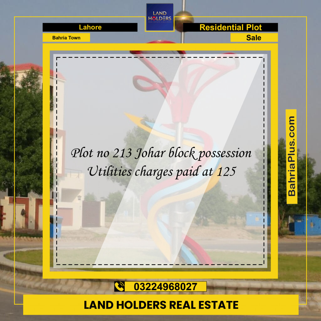 Residential Plot for Sale in Sector E - Johar Block -  Bahria Town, Lahore - (BP-167073)