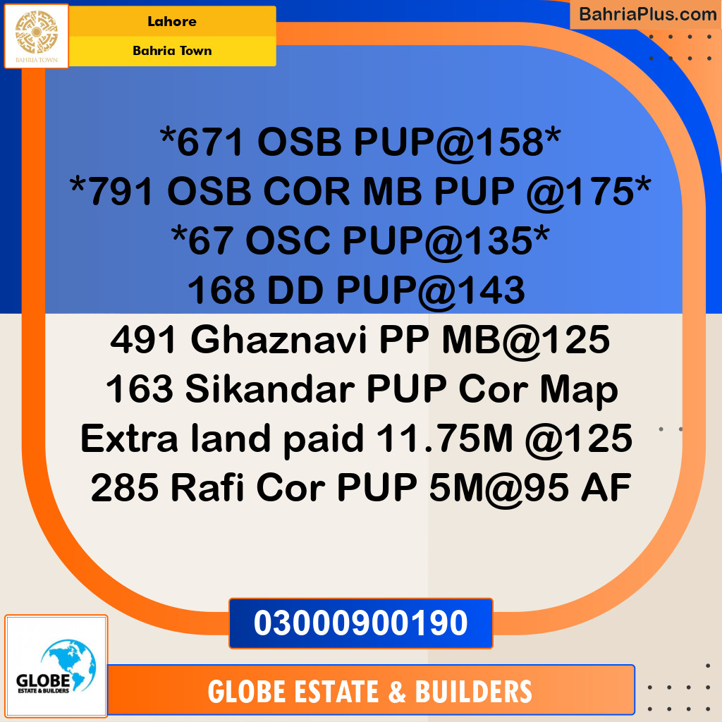 Residential Plot for Sale in Overseas B -  Bahria Town, Lahore - (BP-167140)