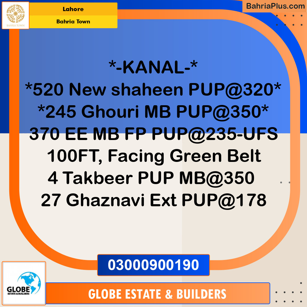 Residential Plot for Sale in Sector B - New Shaheen Block -  Bahria Town, Lahore - (BP-167141)