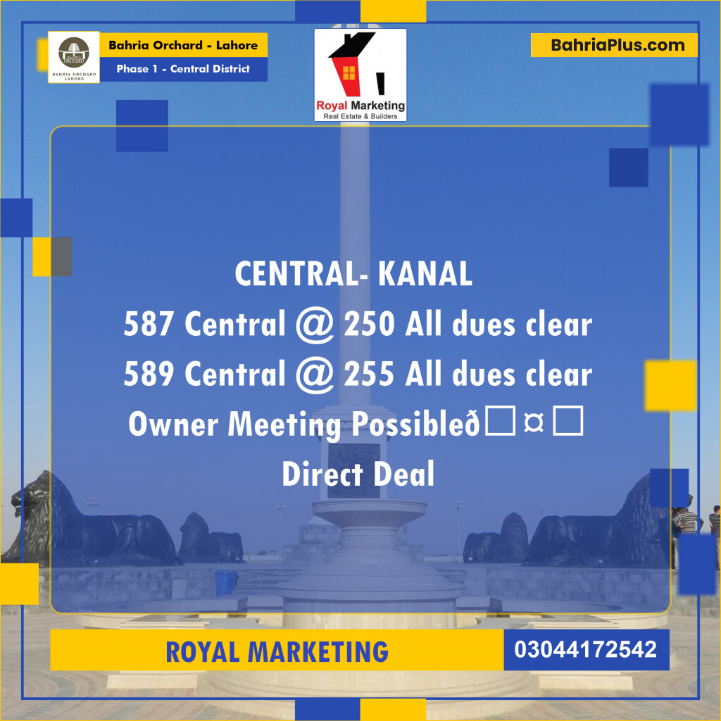 Residential Plot for Sale in Phase 1 - Central District -  Bahria Orchard, Lahore - (BP-167166)