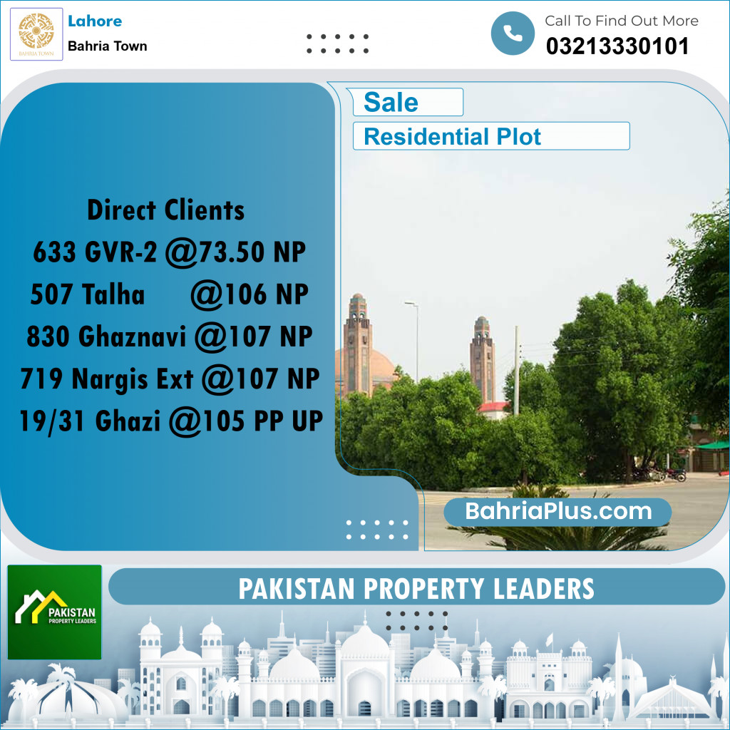 Residential Plot for Sale in Golf Phase 2 -  Bahria Town, Lahore - (BP-167222)