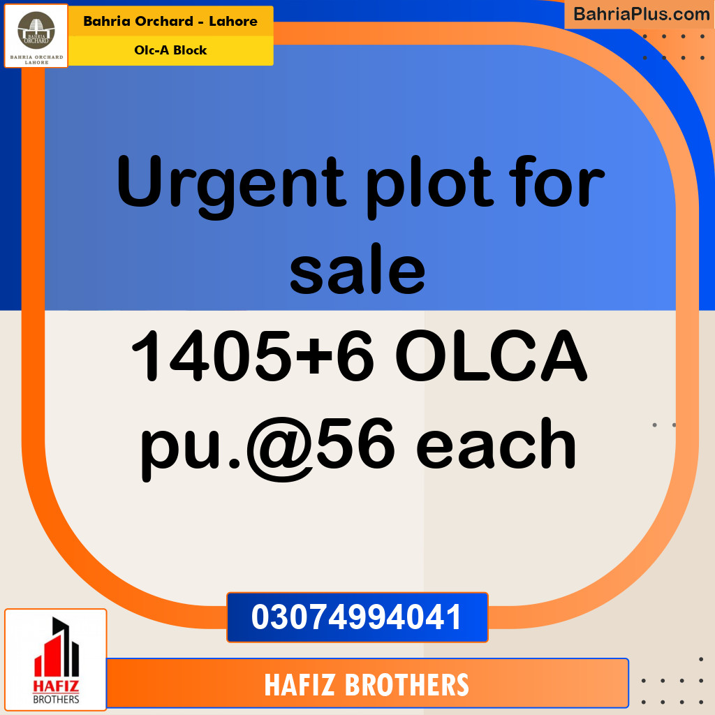Residential Plot for Sale in OLC-A Block -  Bahria Orchard, Lahore - (BP-167231)