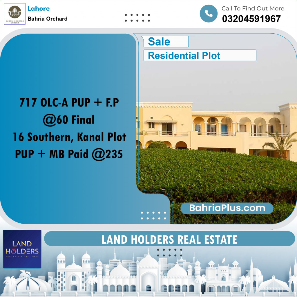 Residential Plot for Sale in OLC-A Block -  Bahria Orchard, Lahore - (BP-167239)