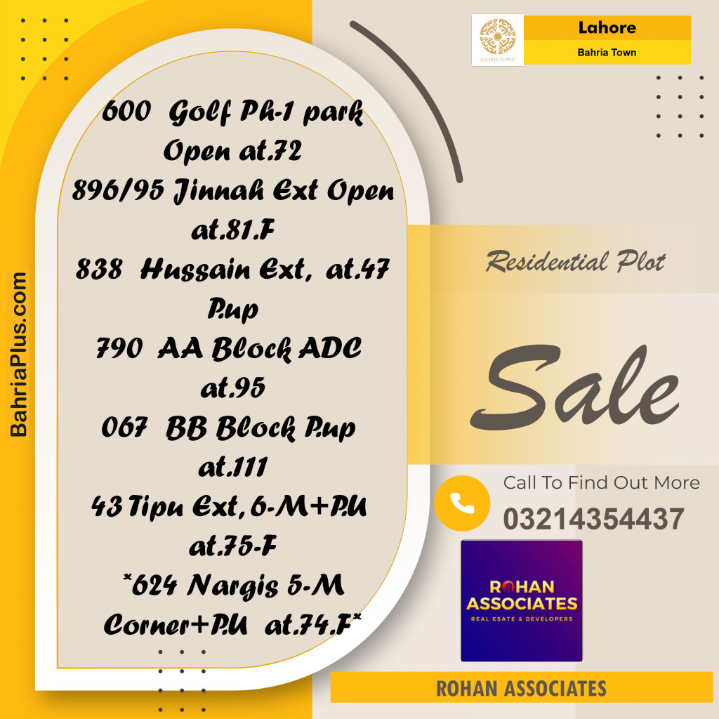 Residential Plot for Sale in Golf Phase 1 -  Bahria Town, Lahore - (BP-167256)