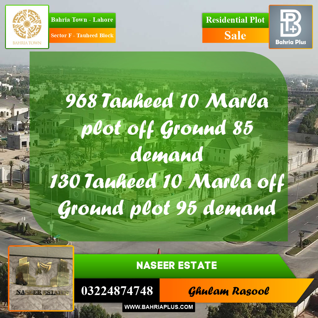 Residential Plot for Sale in Sector F - Tauheed Block -  Bahria Town, Lahore - (BP-167308)