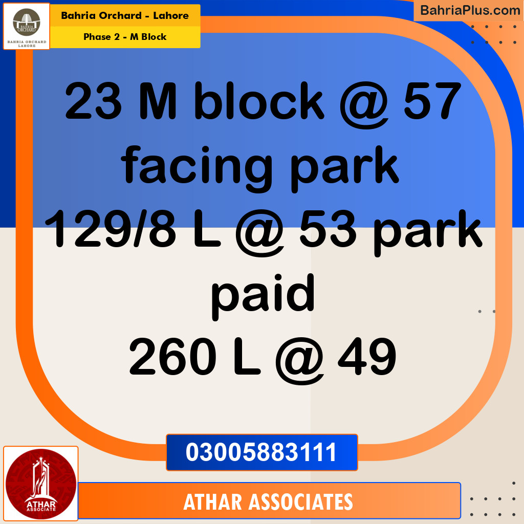 Residential Plot for Sale in Phase 2 - M Block -  Bahria Orchard, Lahore - (BP-167314)