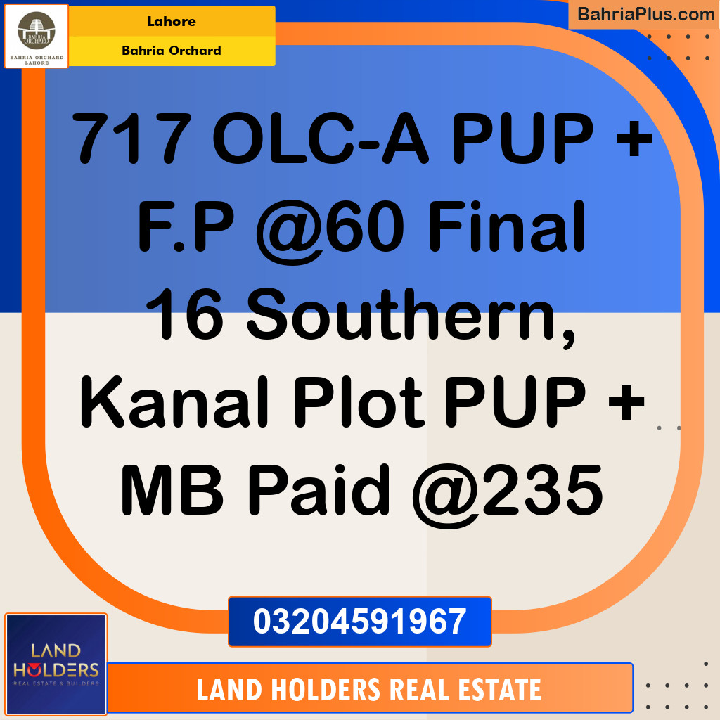 Residential Plot for Sale in OLC-A Block -  Bahria Orchard, Lahore - (BP-167367)
