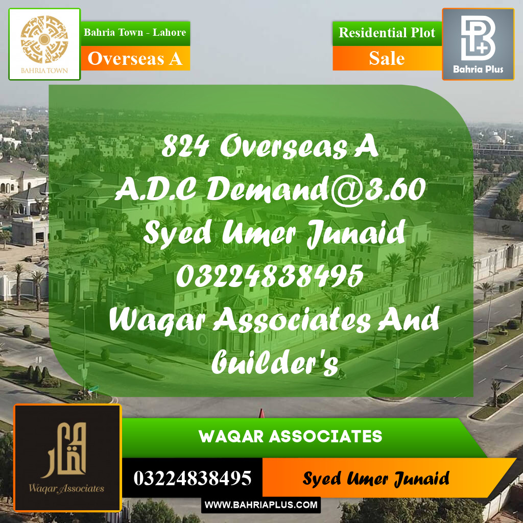 Residential Plot for Sale in Overseas A -  Bahria Town, Lahore - (BP-167379)