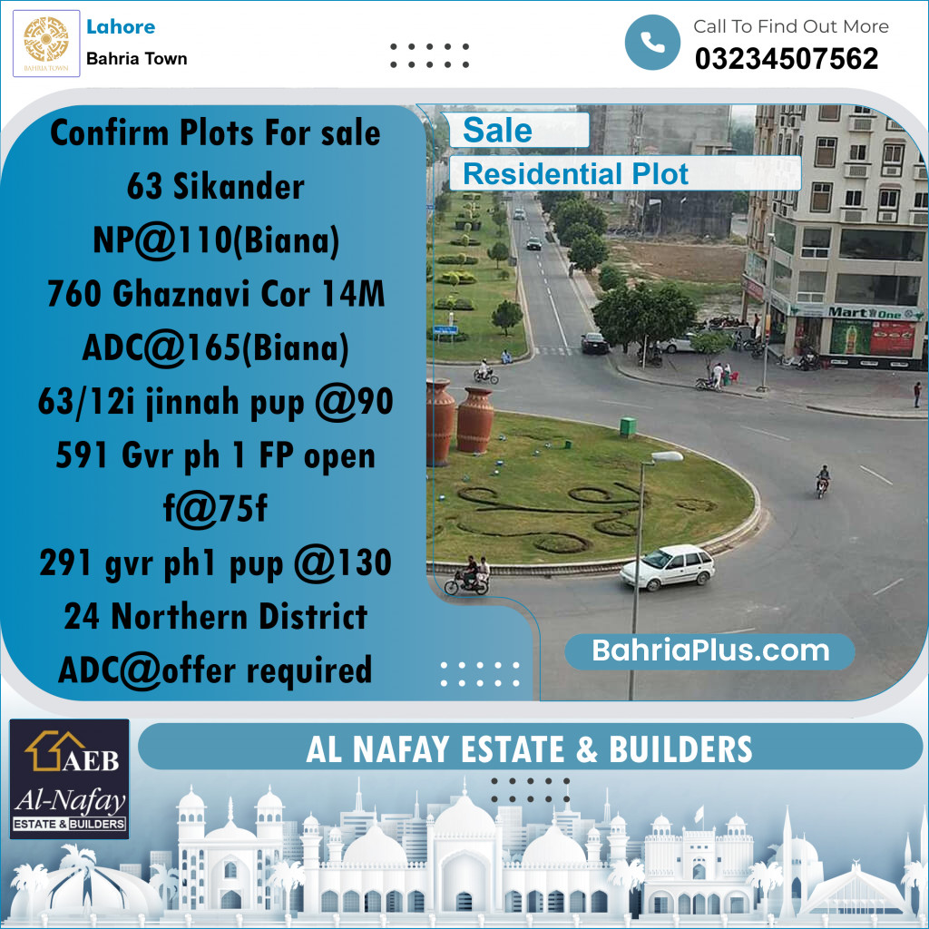 Residential Plot for Sale in Sector F - Sikander Block -  Bahria Town, Lahore - (BP-167380)