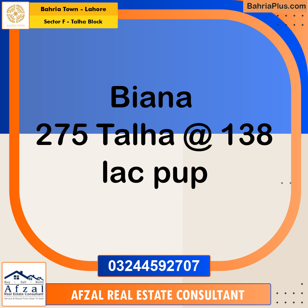 Residential Plot for Sale in Sector F - Talha Block -  Bahria Town, Lahore - (BP-167394)