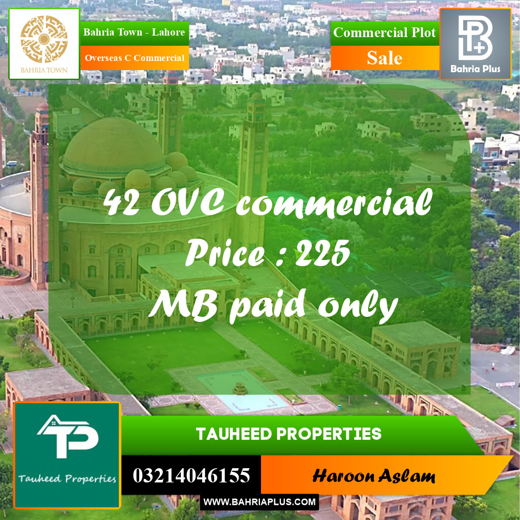 Commercial Plot for Sale in Overseas C Commercial -  Bahria Town, Lahore - (BP-167400)