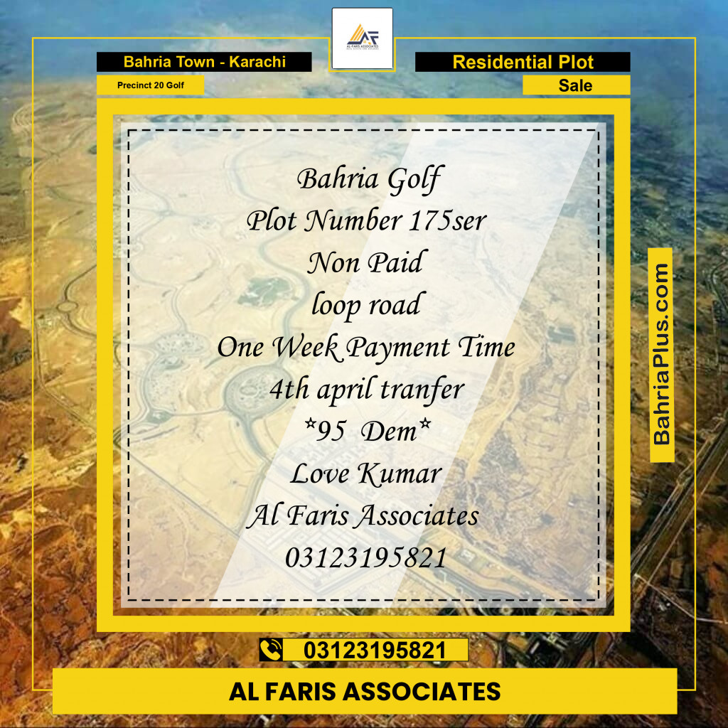 Residential Plot for Sale in Precinct 20 Golf -  Bahria Town, Karachi - (BP-167424)