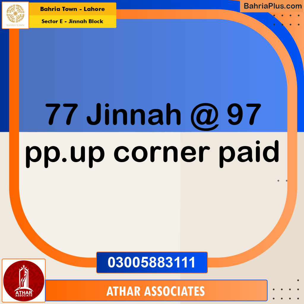 Residential Plot for Sale in Sector E - Jinnah Block -  Bahria Town, Lahore - (BP-167431)