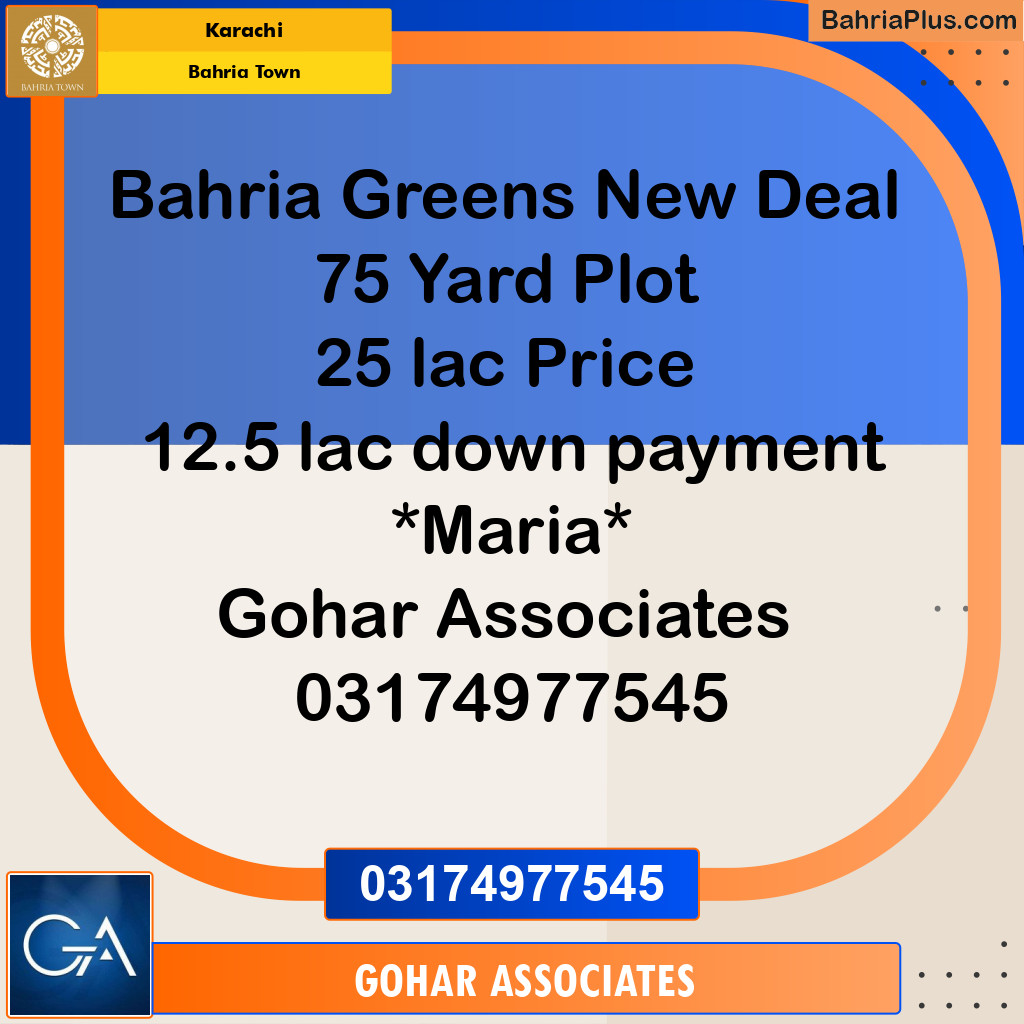 75 Sq. Yards Residential Plot for Sale in Bahria Greens -  Bahria Town, Karachi - (BP-167474)