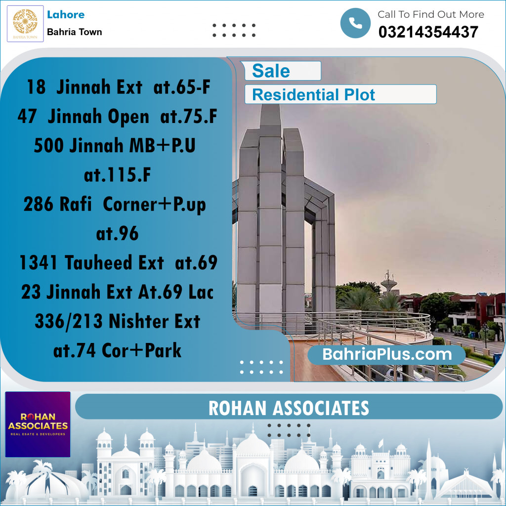 Residential Plot for Sale in Sector E - Jinnah Ext. Block -  Bahria Town, Lahore - (BP-167543)