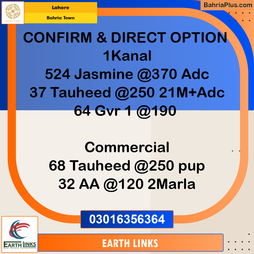 Residential Plot for Sale in Sector C - Jasmine Block -  Bahria Town, Lahore - (BP-167553)