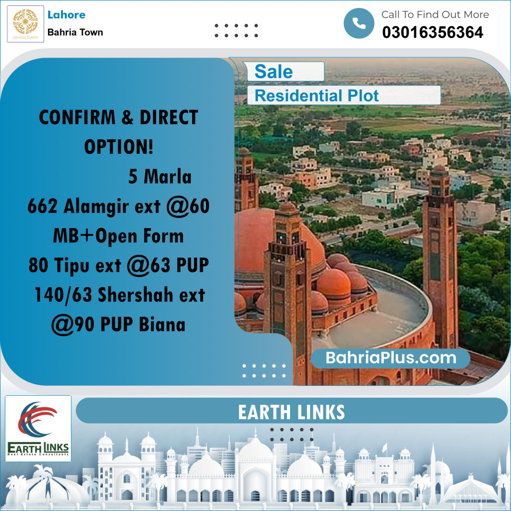 Residential Plot for Sale in Sector F - Alamgir Block -  Bahria Town, Lahore - (BP-167557)