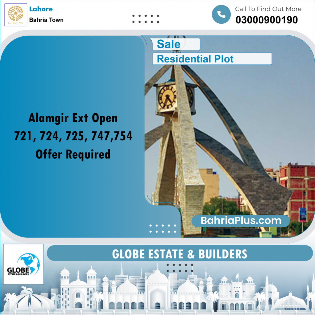 Residential Plot for Sale in Sector F - Alamgir Block -  Bahria Town, Lahore - (BP-167560)